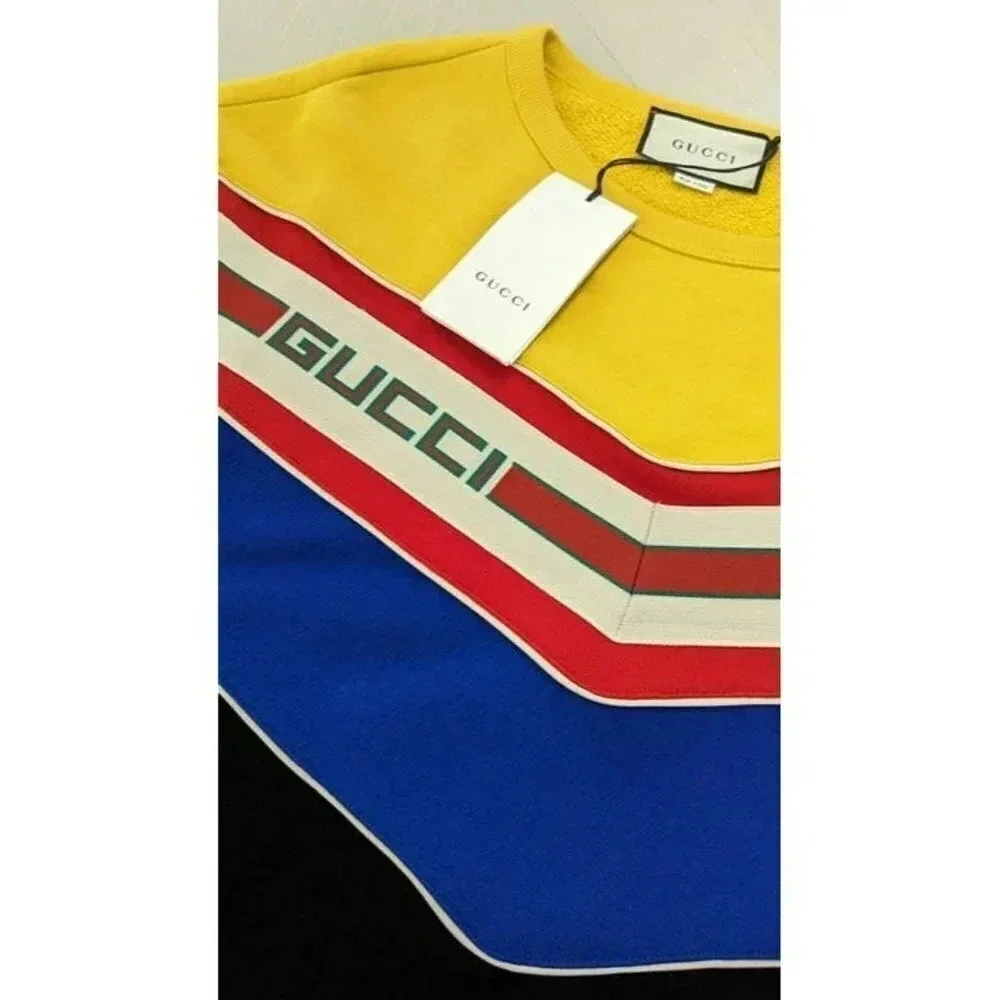 NWT Gucci Men's Chevron Stripe Sweatshirt Multi Color Size S (MSRP $1,800)